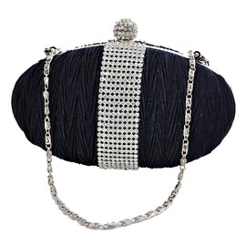Eye Catch - Elegant Ladies Evening Bridal Diamante Mini Clutch Bag Navy
