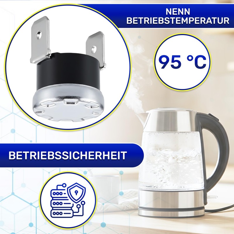 Thermostat with Fixed Interruption NC Temperature Limiter 95°C Vertical Fastons