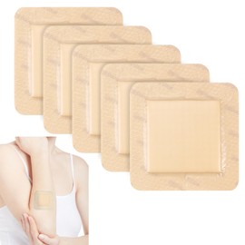 5 Stück Silikonschaumverband 10cm x 10cm (6,5cm x 6,5cm Wundkissen), Silikonkleber Schaumstoffverband, Selbstklebender Wundverband, Wasserdichter Wundpflaster, für Dekubitus, Verbrennungen, Blasen