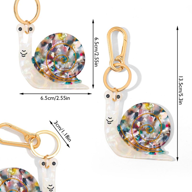 PERSONFUN Cozy Snail Bag Charm Keychain - Kawaii Acrylic Snail