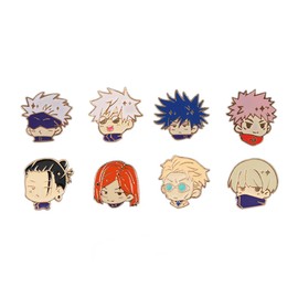 VNYIGDJS Anime JJK Pins 8PC - Anime Satoru Yuji Megumi Nanami Kento Geto Suguru Cosplay Figure Merch Pins for Backpacks