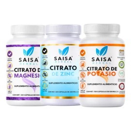 Citratos Magnesio, Potasio, Zinc 120 Cápsulas C/u Saisa Herb Sabor Sin sabor