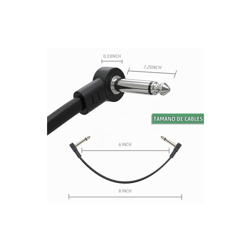 Cables de parche para guitarra de 6 pulgadas, paquete de