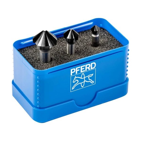 PFERD HSS Cone/Deburring Countersink Set, 3 Pieces, 90°, Diameter 6.3-16.5