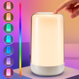COOLNIGHT Touch Lamps for Nightstand Lamp, Multi-Color RGB Cordless Table Lamp,Dimmable Small Lamp for Nightstand,Cordless Lamps Rechargeable Battery Powered Lamp,Mini Lamp Mood Lighting Bedside Lamps