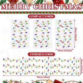 Qeeenar 3 Sheets Christmas Wall Decals, As Shown PVC Bulb Lights Stickers for Holiday Decoration, Indoor Waterproof Use, Vinyl Material, 11.8 x 20 inches/ 30 x 50 cm, Multiple Display Options