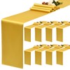 YMHPRIDE 8 Pack Satin Table Runner Gold Table Runner, 12x72