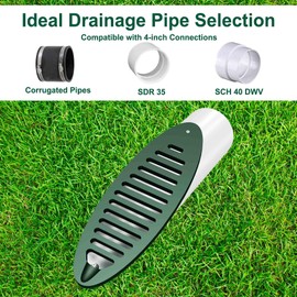 Ymtzfu Drainage Grate Yard Drain, General Yard Drain Emitter Cover for Sump Pump Discharge Downspout Extensions, Protect Clogged & Reduces Outdoor Yard Water, Compatible with 4 Inch Connector