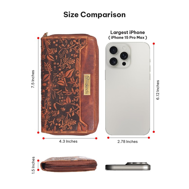 VALENCHI RFID Soft Flexible Leather Wallet for Women-Credit Card Slots,