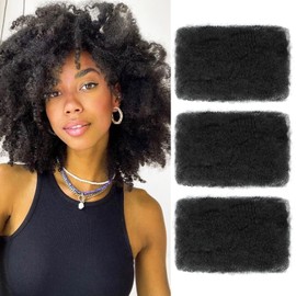 Afro Kinkys Bulk Hair for Dreadlock Mix Extensions 3 Bundles 90g Micro Twist Repair Locs Braiding Crochet Hair Synthetic Soft Afro Kinky Curly Braiding Hair for Black Women and Man (1B#, 8inch)