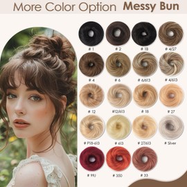 KISANOF Human Hair Bun Piece Natural Curly Bleach Blonde Tousled Stretchy Fluffy Donut Updo Elastic Rubber Band Messy Buns Hair Pieces for Women(1 Count #613 Bleach Blonde