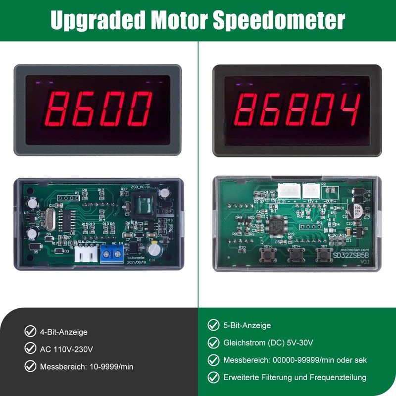 Digital LED Speedometer, 5-Bit Speed Meter with DC 5V-30V, Digital