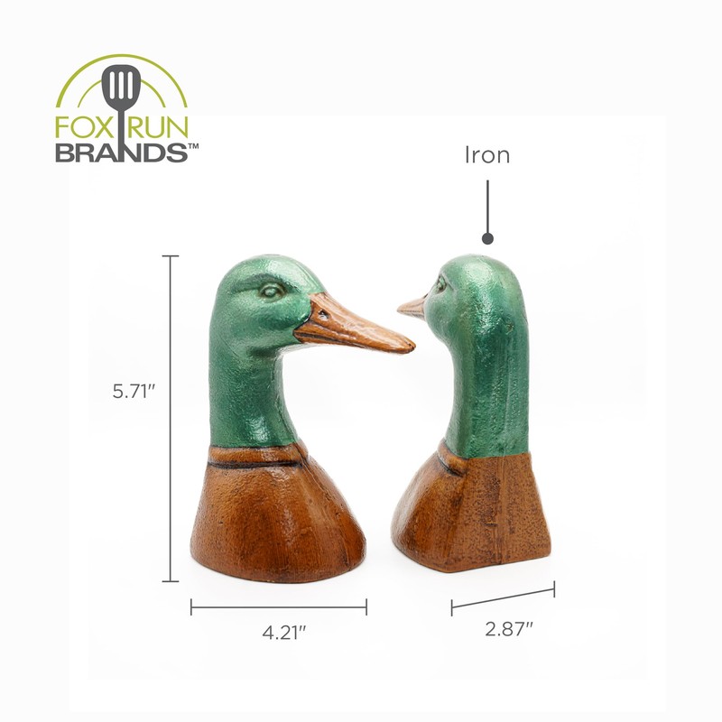Fox Run Duck Decorative Bookend Set, 100% Iron, 4.25” x