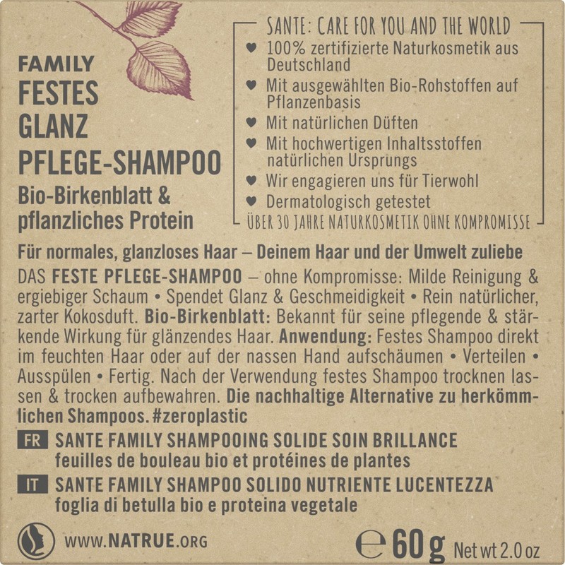 SANTE Naturkosmetik Solid Shine Nourishing Shampoo, 60 g