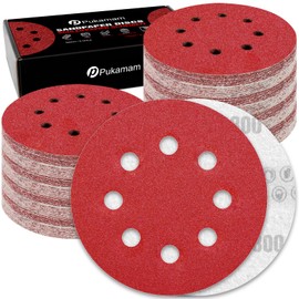 Pukamam 120 Pcs 5 inch Sanding Discs 800 Grit 8 Hole Hook and Loop Round Sandpaper for Random Orbital Sander