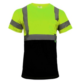 New York Hi-Viz Workwear BFS8512 High-Visibility Class 3 T Shirt with Moisture Wicking Mesh Birdseye, Black Bottom (Set of 3(4XL), Green)