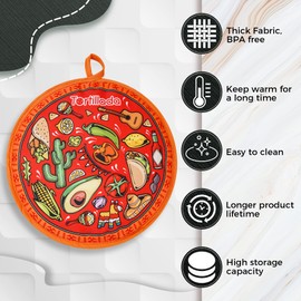 Tortillada - 30 cm Tortilla Warmer/Heat Container microwaveable Made of Cotton/Polyester (Red)