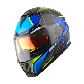 Martian Motorcycle Modular Full Face Helmet Flip up Dual Visor Sun Shield: HG362 Blue Yellow