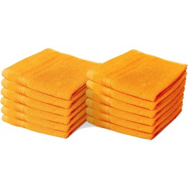 Textile Do 12 X Face Cloth Set 100% Egyptian Combed Cotton Flannel Face Towels 500-GSM Quick Dry And Highly Absorbent Washcloth for Hotel Spa Gym Makeup Remover 30 x 30 cm (Orange, 12)