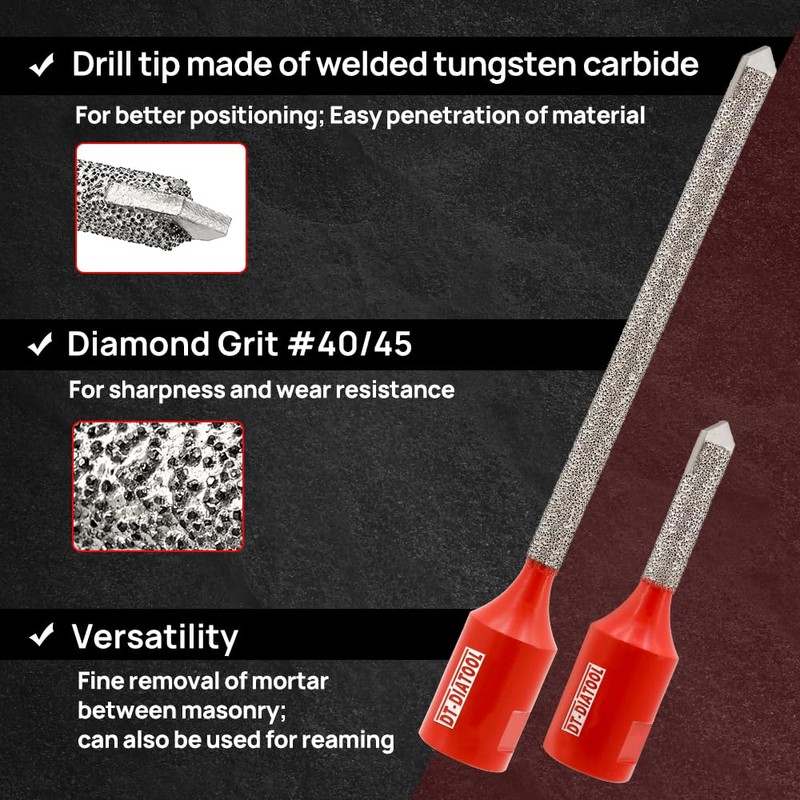 DT-DIATOOL Diamond Mortar Raking Bit - Tuck Pointing Bit with