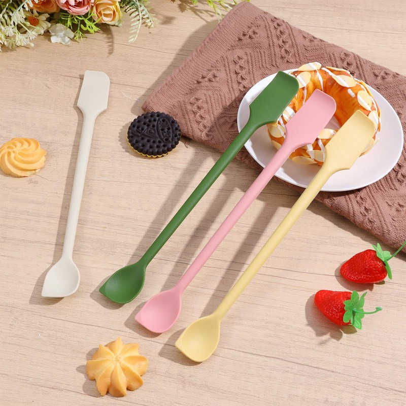TIESOME 4 Pcs Mini Silicone Jar Spatula, Multifunctional Small Scrapers
