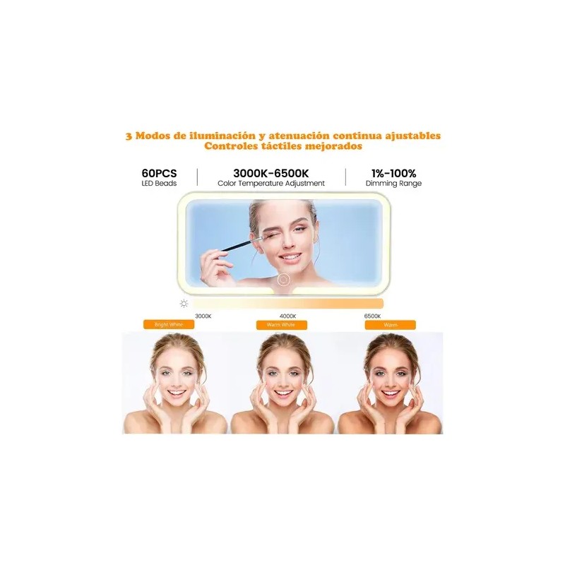 Espejo De Maquillaje De Visera De Coche Con 3 Modos