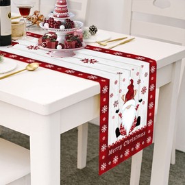 GELASGO Christmas Table Runner Decoration, 14*72 Inch Christmas Tablecloth with Santa Elk and Tree Table Decor for Family Restaurant Party Decoration (Santa Claus)