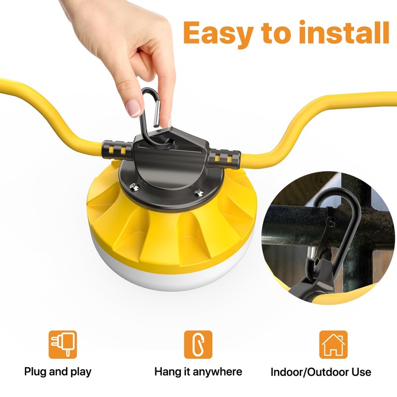 Pvilub 100FT Construction String Lights: 100W Led Construction String Lights