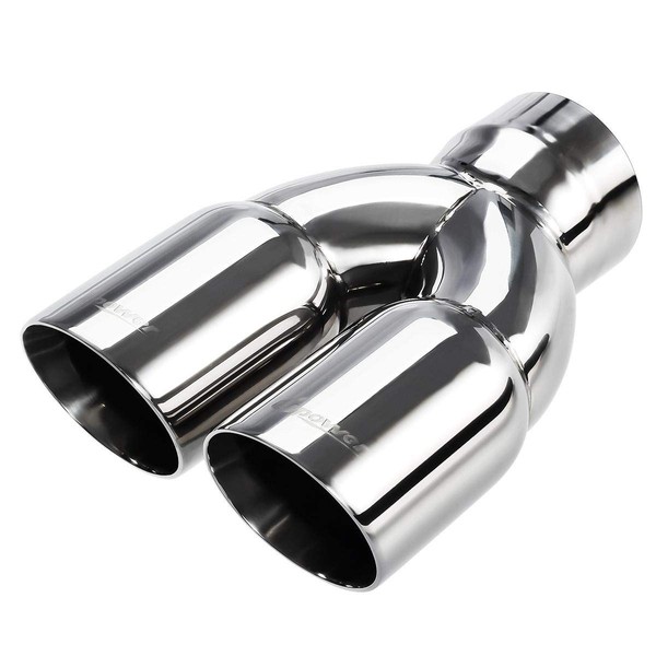 Upower Dual Exhaust Tip 3 Inch Inlet 3" outlet 9.5" Long Tail Pipe Double Wall Polished Stainless Steel