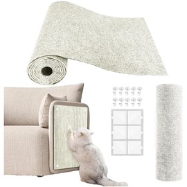 YONGJOY Cat Scratch Couch Furniture Protector, Adhesive Cat Scratch Pad Deterrent for Furniture, DIY Climbing Scratcher for Indoor Cats (Off-White, 39.3x15.8 in)