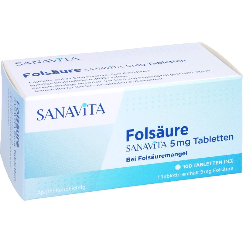 FOLSÄURE Sanavita 5 mg Tablets Pack of 100