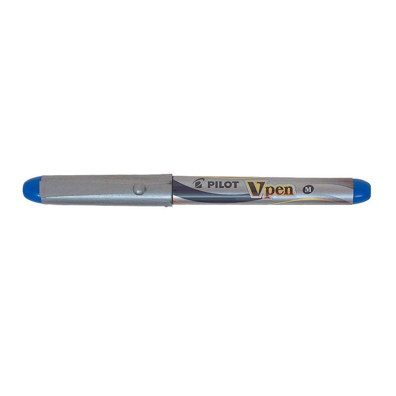 PILOT V-Pen Disposable Fountain Pen Silver Medium Nib - Blue