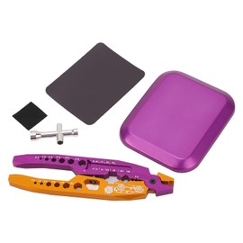 RC Car Tool Kit Aluminum Alloy Multifunctional Shock Absorber Pliers Rod Ball Clamp Cross Wrench with Tray for Repair Maintenance Gold and Purple