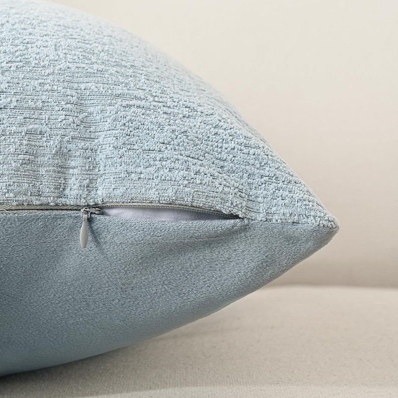 Volcanics Pack of 2 Misty Blue Decorative Chenille Cushion Covers