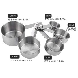 5-Piece Measuring Cup Set, Measuring Spoon, Measuring Cup, Baking Tool, Includes Handle, Measuring Set, Cooking Tools, Baking Tools, Stainless Steel, Corrosion Resistant, Rust Resistant, Suitable for