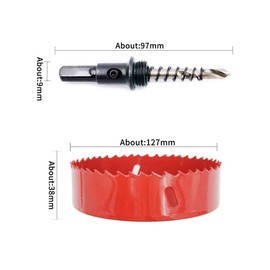 Hole Saw Drill Bit LAIWEI HSS Hole Cutter with Arbor for Wood,PVC Board and Plasterboard(5"(127mm))