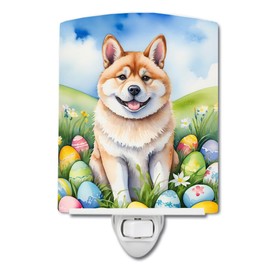 Caroline's Treasures Akita Easter Egg Hunt Ceramic Night Light Compact, UL-Certified, Ideal for Bedroom, Bathroom, Nursery, Hallway, Kitchen, 6x4x3, Multicolor