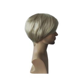 OYSRONG Short Straight Blonde Cosplay Wig for Men, Synthetic Hair, Side-Swept Bangs