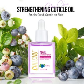CHUCHU Nail Growth and Strengthener - Blueberry Scent Nail Repair Moisturizing Treatment - Natural Jojoba Vitamin B & E Cuticle Oil for Dry Cracked Nails