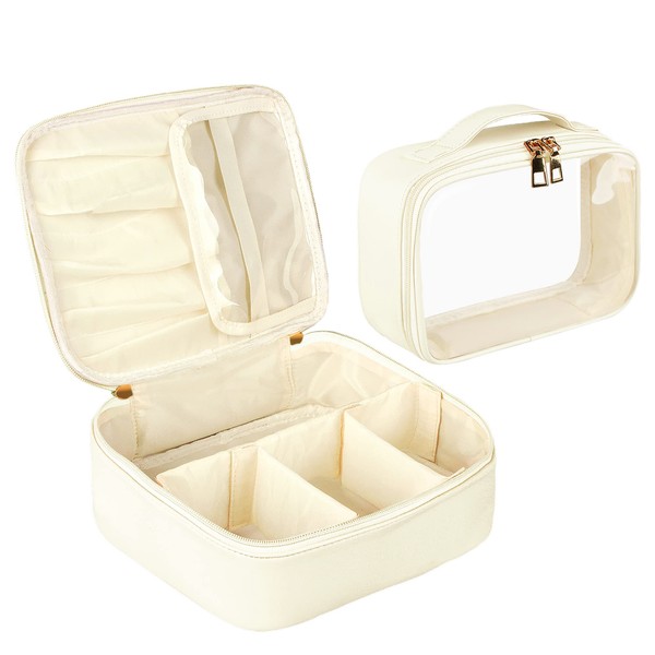 L LULUJAY PU Leather Makeup Bag Set - 2 PCS