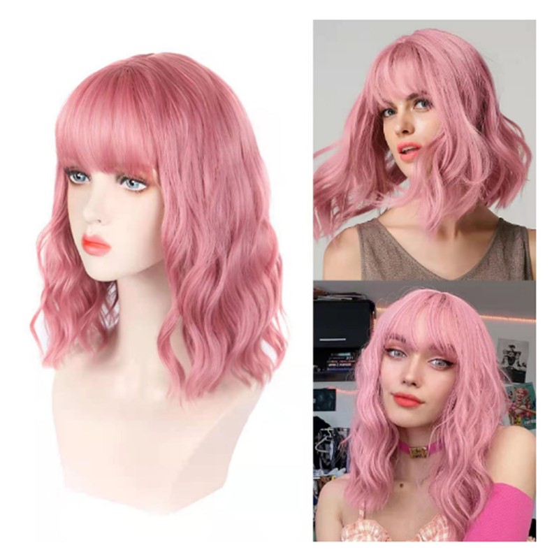 Fake Curly Wig Synthetic Soft Breathable Short Curly Wavy Hair