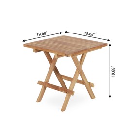 Yardgrace Teak Wood Patio Side Table, Square Folding Outdoor Side Table Waterproof, Sturdy Portable Bistro Table for Camping Deck Poolside