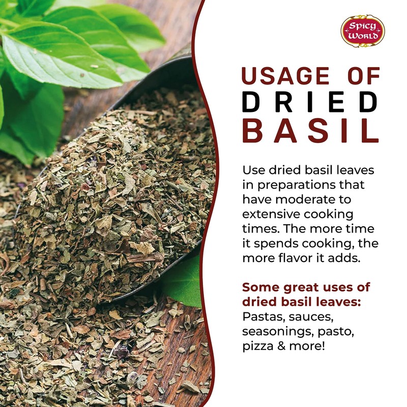 Dried Basil Leaves 7oz (200g) - Natural, Non-GMO, Vegan, Ayurveda