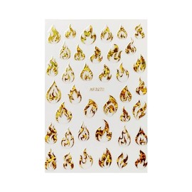 Generic Fire Flame 3D Nail Stickers Laser Gold Silver Red Blue and Rose Red Xf3279 Laser Gold Nail Wraps Stickers Manicure Supplies for Women Nails Full Long Lasting Easy Apply and Remove