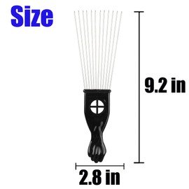 Hair Pick for Curly Hair Afro Pick Comb with Metal Pick Wide Tooth Comb for Curls (Style B)