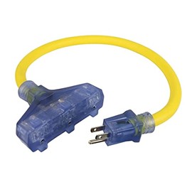 Prime AD050802AD FT 12/3 STW Yellow Amp Detection Triple-Tap Adapter w/Primelight Power Indicator