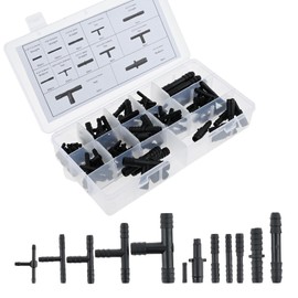 DRELD Pack of 113 Hose Connector Assortment Car T Piece Connector, Hose Connector Car, Irrigation Connection Kit Reducer Set, Universal T-Piece for Gardens Hoses Drip Sprinkler (12 Sizes)