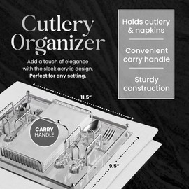 Sorfey Metal/Acrylic Cutlery Holder for Table,For Party&Picnic, Silverware Caddy, Napkin&utensil Organizer.
