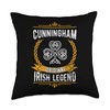 Cunningham Irish Legend Vintage Shamrock Family Name Throw Pillow