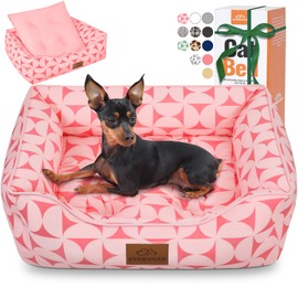 Zerbuger Rectangle Cat Dog Bed for Large Medium Small Pets Indoor Outdoor Machine Washable Sleeping Sofa Non-Slip Bottom Soft Puppy Bed Durable Orthopedic Calming Pet Cuddler (Medium, Pink Pattern)